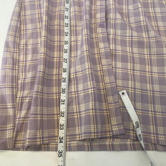 Pretty Little Thing Plaid Long Sleeve Button Down Lilac Shirt Dress NWT Sz 16 - Picture 12 of 15